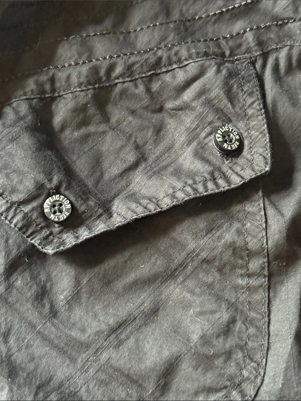 Affliction Black Shirt with Red Embroidered Back Logo - Picture 7 of 7